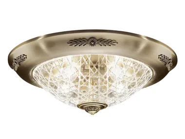 GIOTTO 1898/PLG-C - Antique Brass ceiling light with crystal _ Possoni Illuminazione